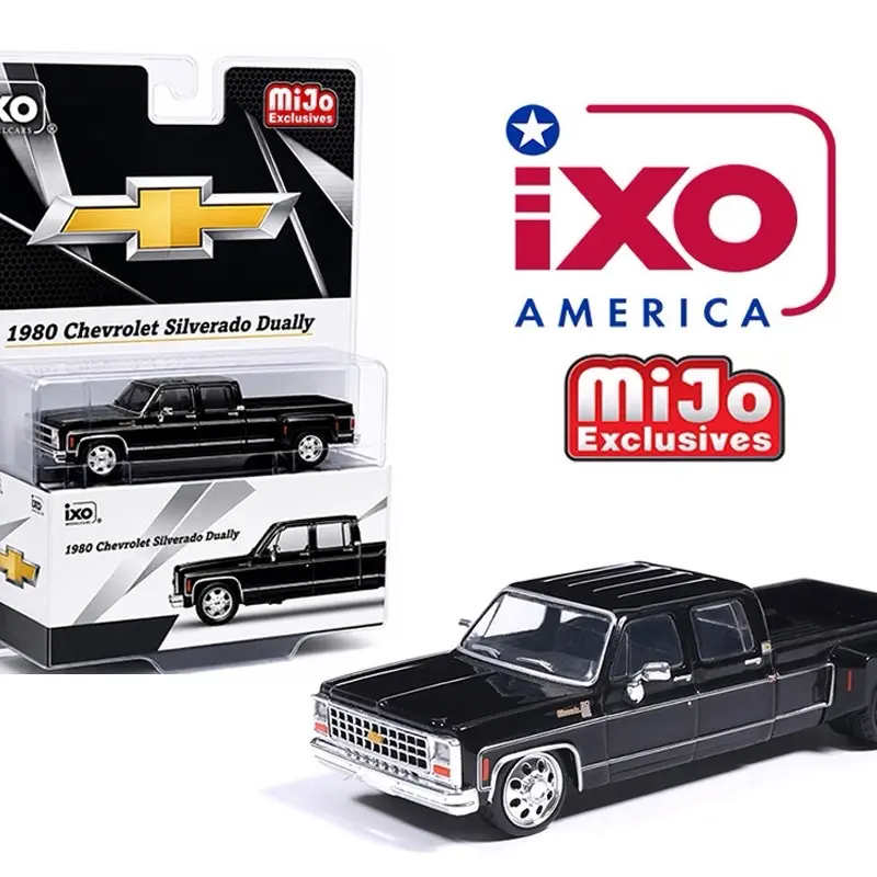 IXO Model 1:64 1980 Chevrolet Silverado C30 Crew Cab Dually Lowered – Black Diecast Collectible Model