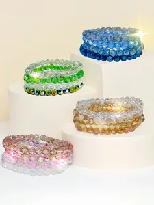 Stackable Bohemian Style Bracelet Made of Artificial Crystal Beads, Perfect for Women's Daily Wear, Parties, and Vacations