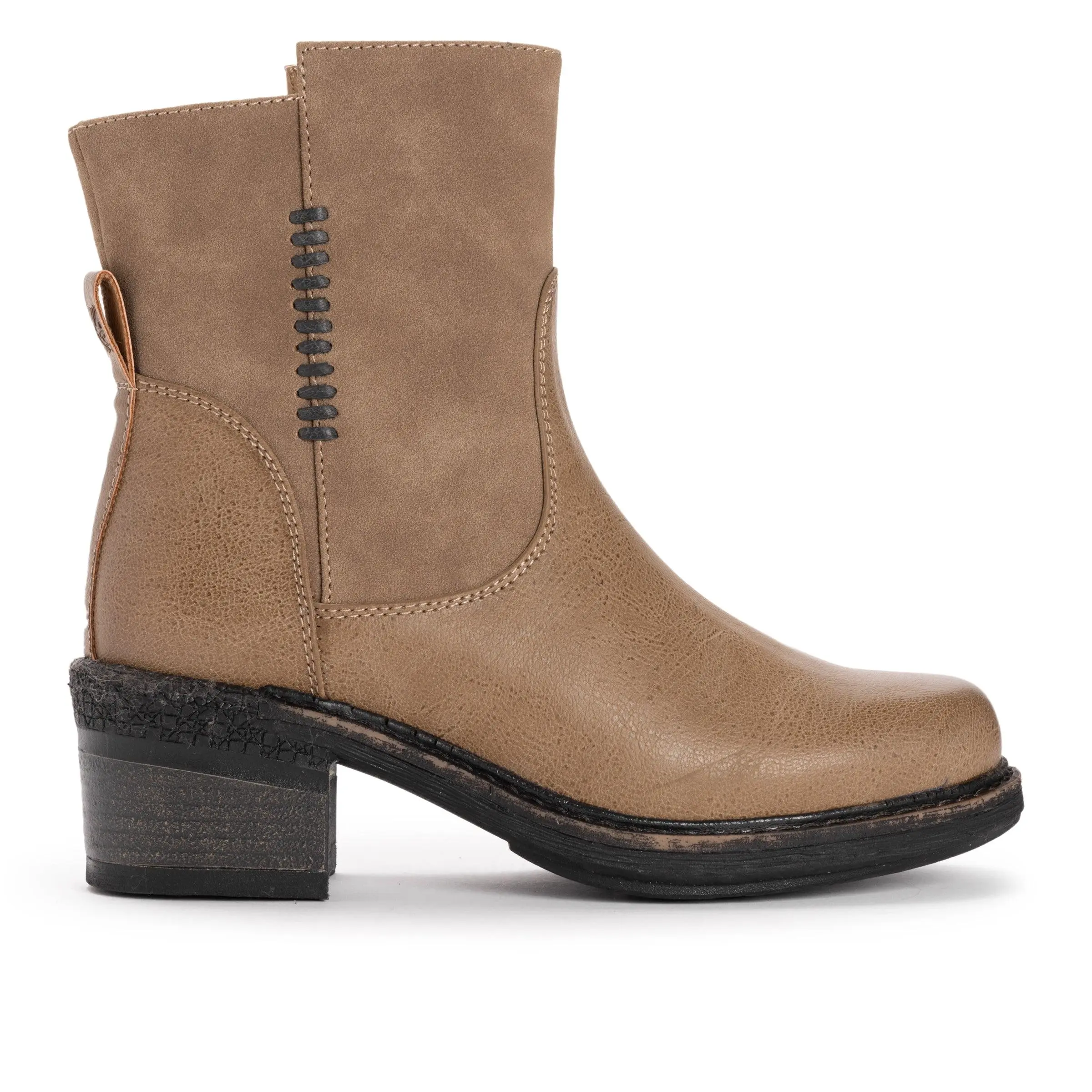 Muk Luks Women's Niagara Logger Ankle Boots with a Water-Resistant Synthetic Upper, Faux Fur Lining, Memory Foam Insole and TPR Sole for Casual Walking, Walking Shoes, Classic, Ankle Length, Low Heel (1-3 Cm), Comfortable Heels, Zip