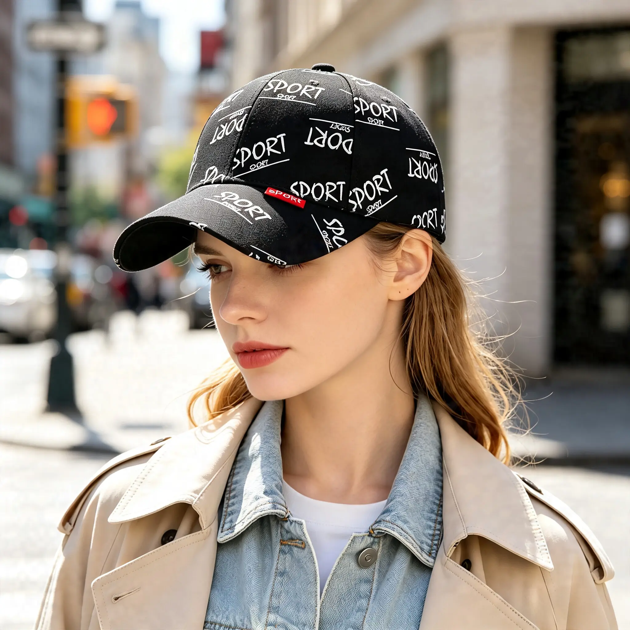 Gender Neutral Cotton Ball Cap with Multi-hued Letter Graphic, Lightweight Streetwear Sun Headgear, Airy UV Block Peak Hat Ideal for Summer Daily Outings, Trekking and Casual Outdoor Activities