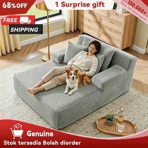 Niccae Frameless Recliner Chair Bed - Luxury Plush Corduroy Upholstered Modern No-Assembly Indoor Living Room Furniture, Sofa, Couch for Living Room