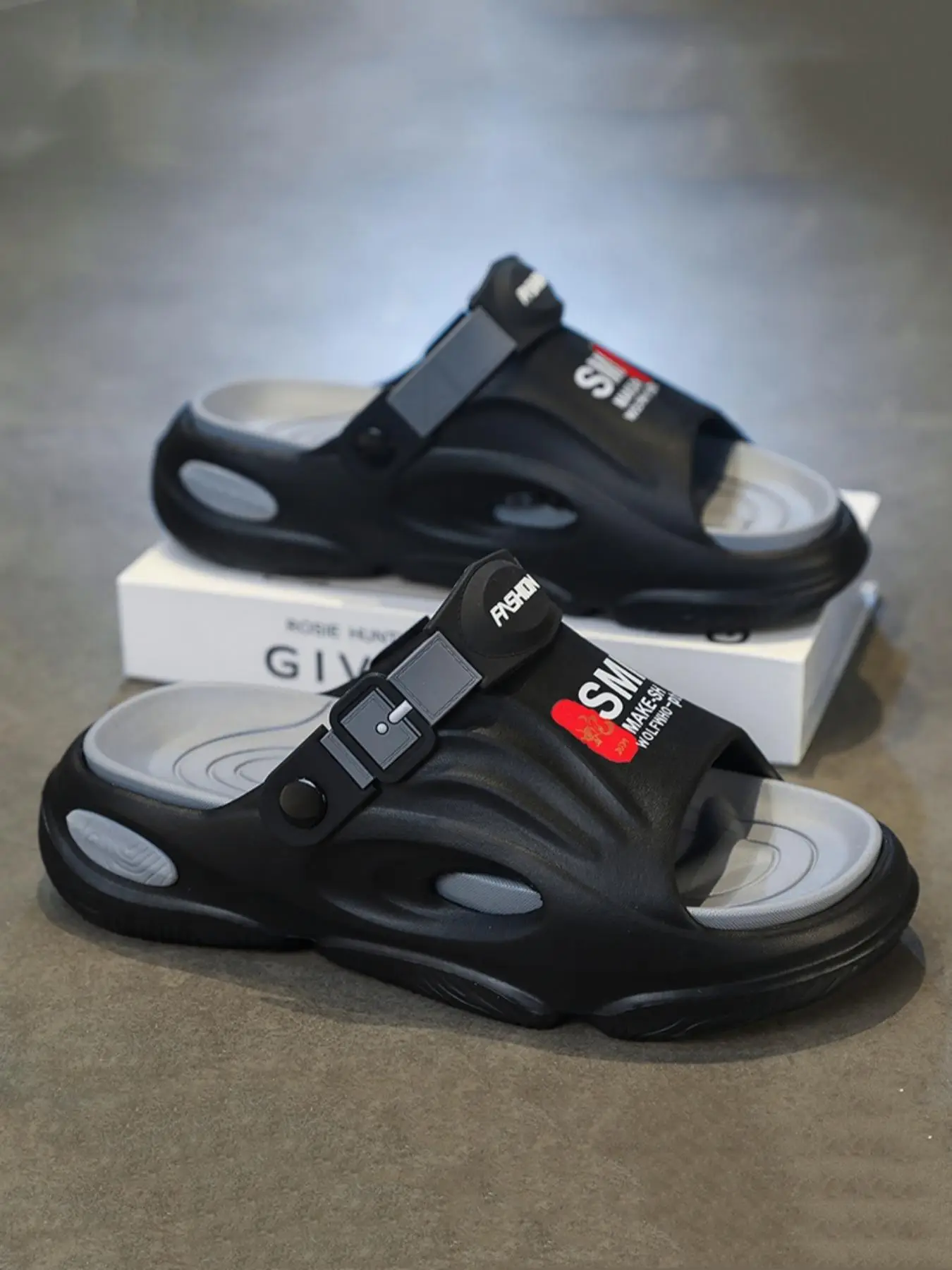 Men's Casual Plain Color Slides, Breathable Comfortable Non-slip Slides, Fashionable Slides for Indoor & Outdoor Wear, Boy, White Sandals