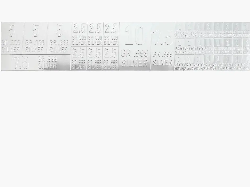 Silver Bars Snaps Apart Fine Silver Bullion - 36 Divisible Silver Bars .999 Silver Bars- RAW Bullion, Breaks into Two 24 1 Gr, One 10 Gr, Six 2.5 Gr, Three 5 Gr, and Two 7.5 Gr Bar for Coin & Bullion Collectors - (5.5g in weight) S36R