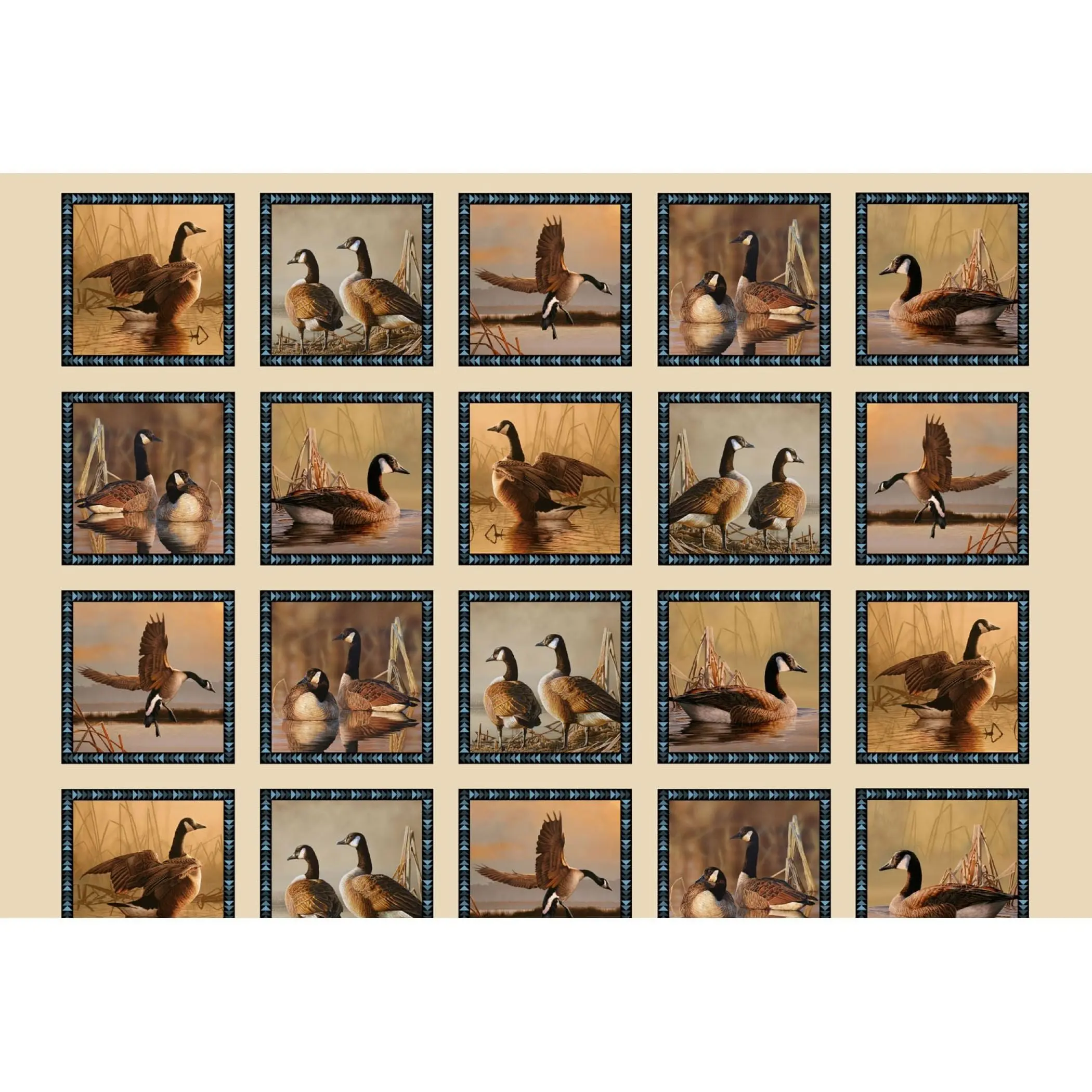 Wings Goose Quilt Block Panel Fabric | Wildlife Cotton Quilt Panel