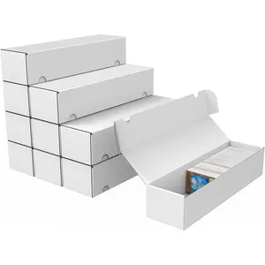 Trading Card Storage Box, 10-Pack 1100 Count White Corrugated Cardboard Bulk Sports Storage Box for TCG/Magic/Mtg Basketball Cards, Collectible Trading Cards