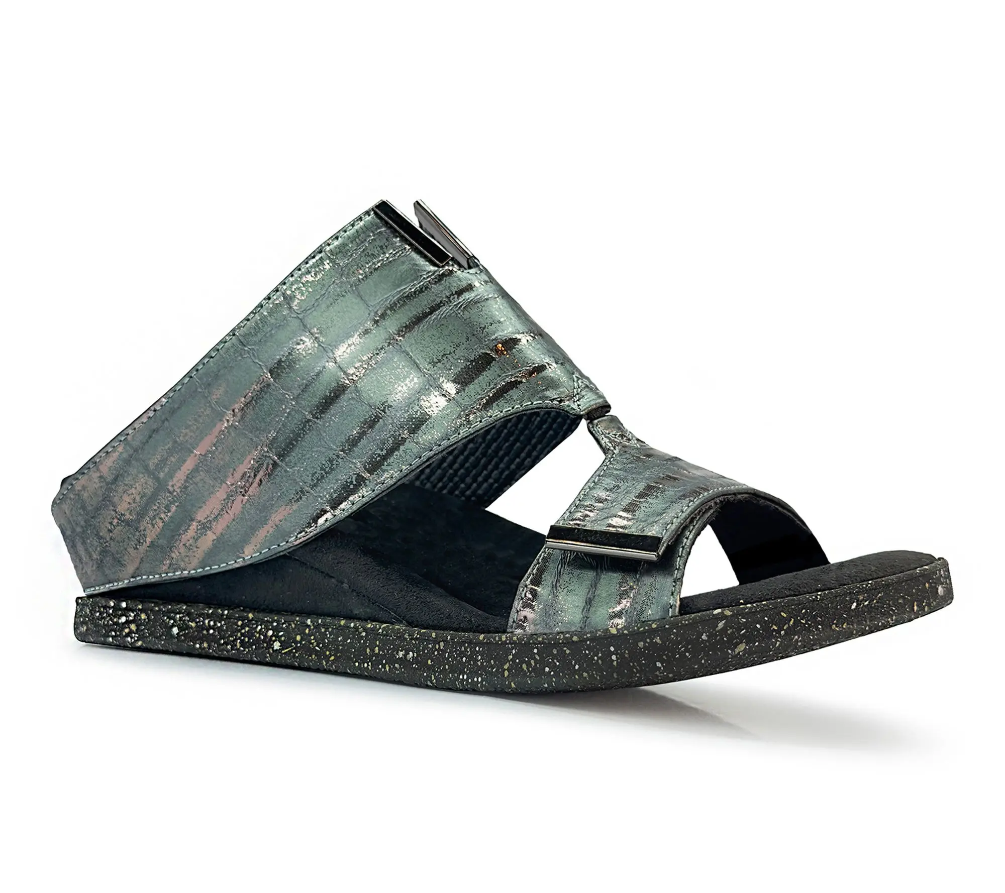 Modzori Kleo Reversible Wedge Sandal - Teal Flips to Black