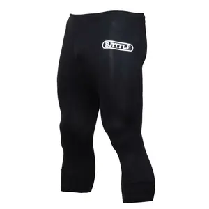 Battle Youth Football Practice Game Pants - All Seasons Compression Fit Four Way Stretch Anti Odor Moisture Management UV Tech Black