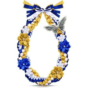 50" Graduation Lei 2026 Graduation Necklace Class of 2026 Ribbon Lei Double Braided Handmade Grad Leis with Satin Flower Pin Gift for Grad Accessories Men Women