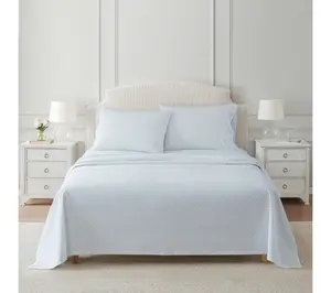 Martha Stewart Polka Dot White/Blue Cotton FullSheet Set