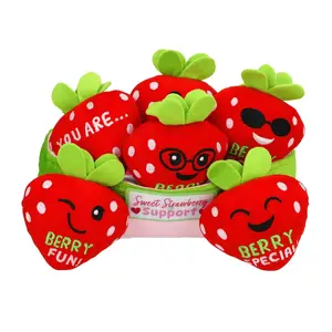Love in Bloom Emotional Support Stuffed Strawberries Basket Set - 4 3/4", 7 Pcs