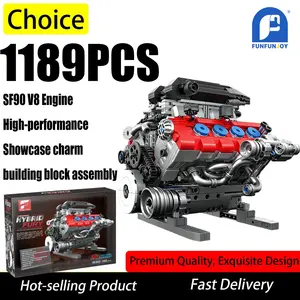 1189 Piece Ferrari Sf90 Engine Building Set, Battery Operated Assembly Model, Christmas Holiday Gift for Boys, Model Xinghao Jm1989
