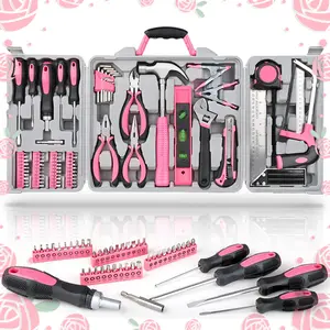 71pc Pink Home DIY Repair Tool Kit Set. Women Ladies Beginner Complete Hand Tools in a Portable Toolbox Case for the Household and Office