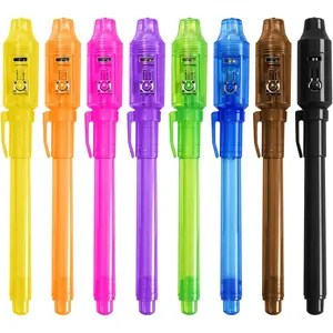 1 Count (Pack of 8) Invisible Ink Spy Pens with UV Light Magic Marker, Secret Message Toy for Students, Birthday Party Favors & School Classroom Prizes (Ages 3+)