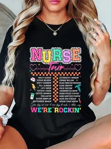 100% Cotton Nurse Tour We're Rockin' Cool Nurse Club RN LPN Medical T-Shirt