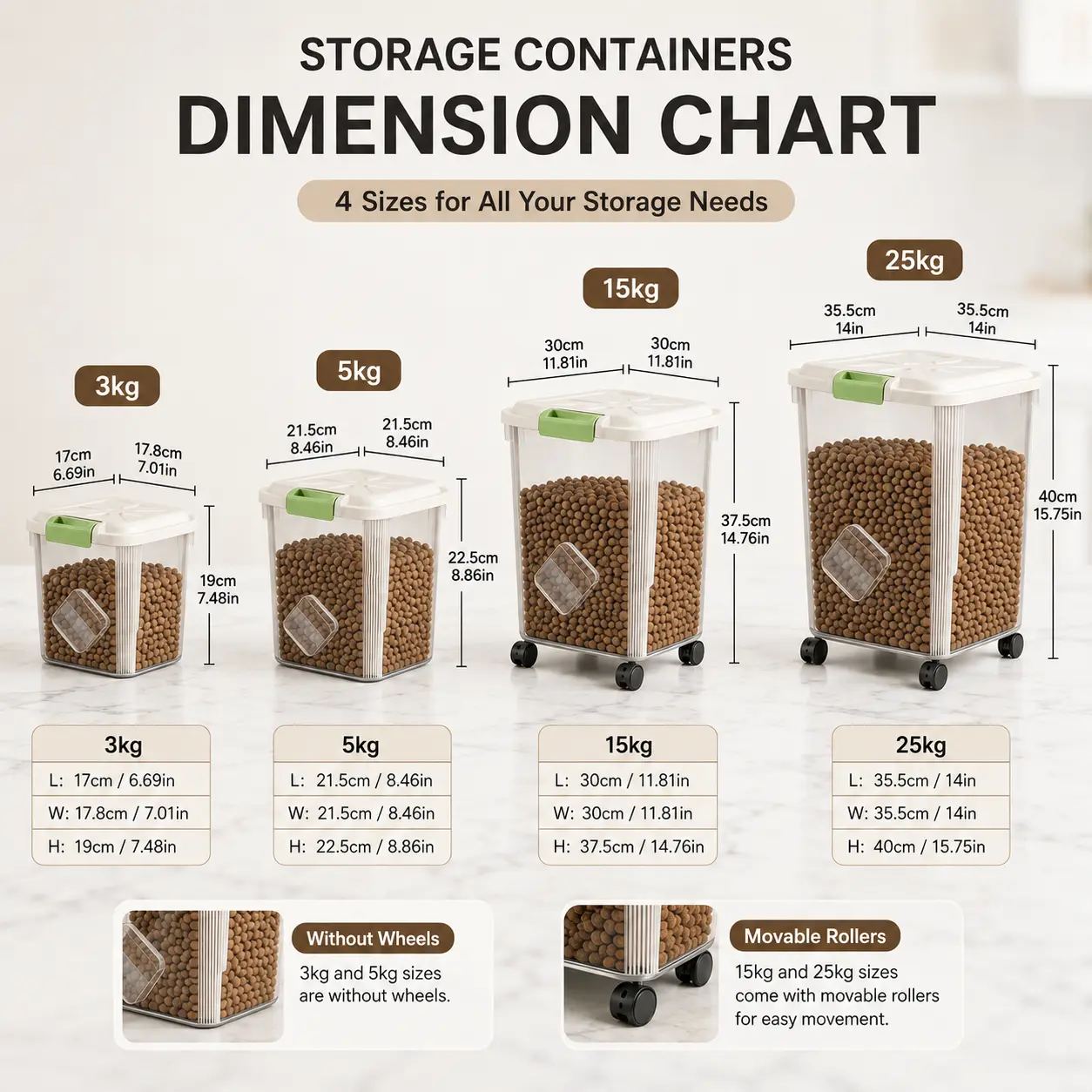 Airtight Pet Food Storage Container, Sealed Dry Food Bin for Dogs & Cats, Moisture-Proof Pet Grain Storage Box for Home Pantry Organizing