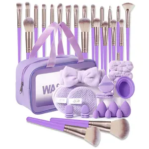44PCS Makeup Tools Set Including:1pcCosmetic Bag Waterproof,22PCS Makeup Brush Set,6PCS Makeup Sponges,3PCS Triangle Powder Puffs,6PCS Air Cushion Powder Puffs,1pc Hairband,2PCS Hand Bowl Strap,1pc Brush Cleaning Tools,2PCS Facial Cleansing Sponges