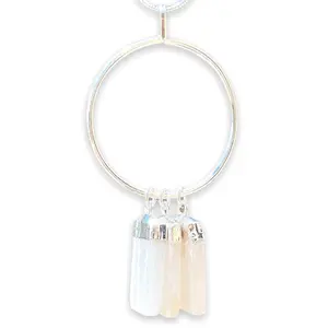 Triple Selenite Pendant Necklace