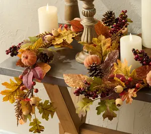 4' Beaded Pumpkin and Leaves Garland by Valerie