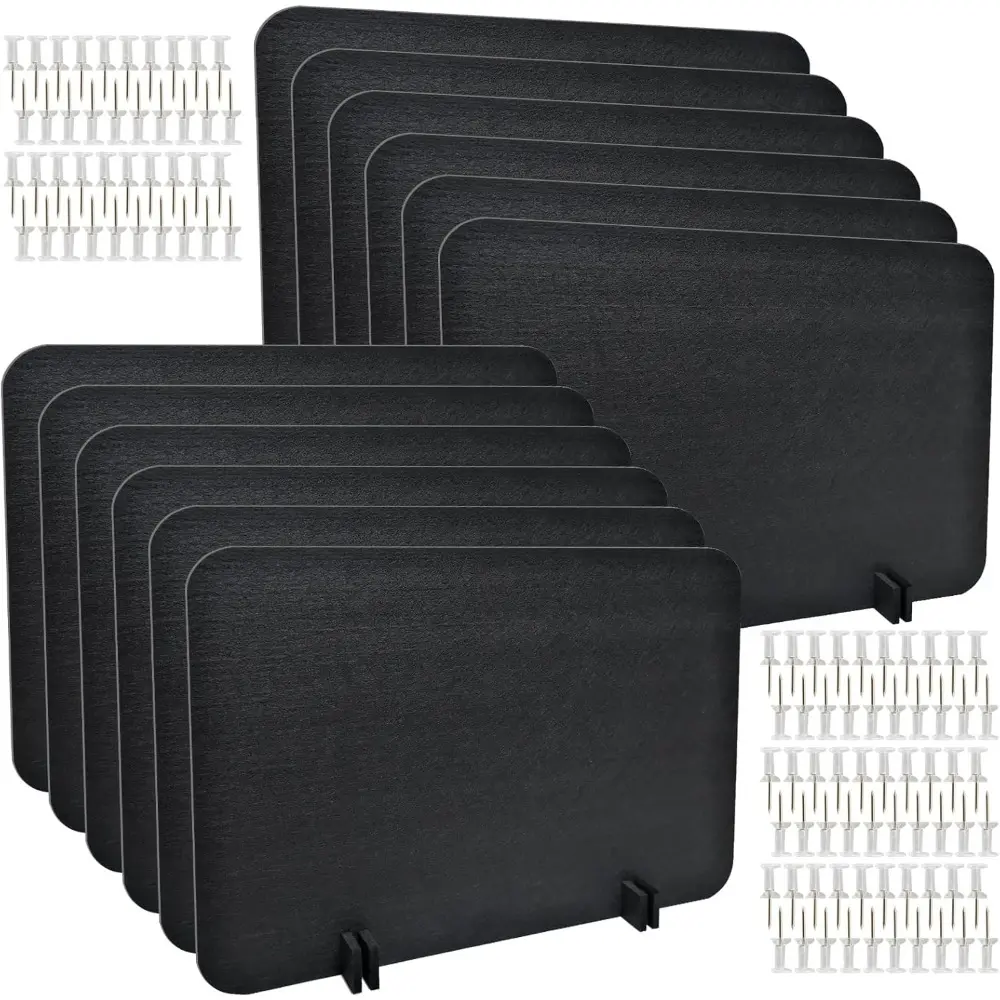 12 Pcs Acoustic Desk Divider with Pushpins 16 x 24 Inch Freestanding Privacy Table Panel for Noise Reduction, Visual Distractions Absorbing Sound Proof Cubicle