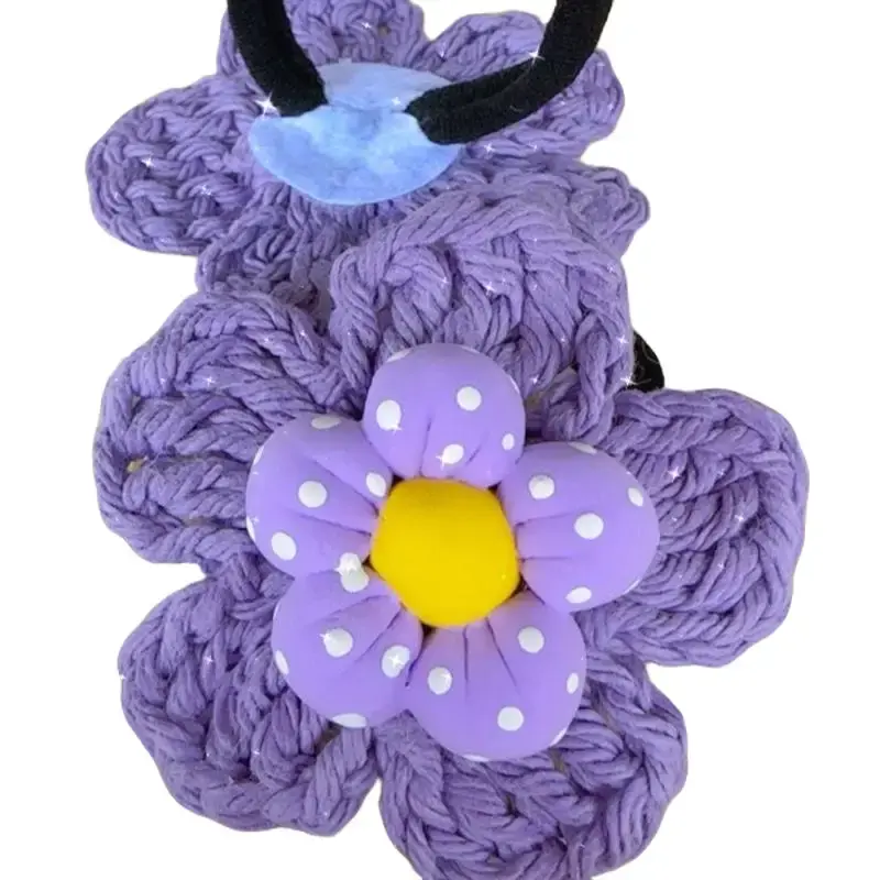 Crochet Flower Hair Tie, Cute Elastic Hair Accessory for Women