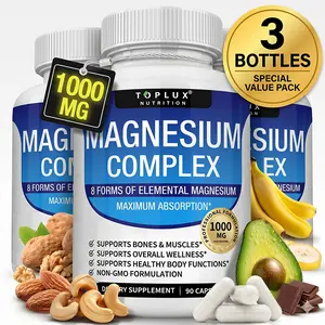3 bottles of Toplux Magnesium Complex 8 Essential Magnesium Supplement 1000mg