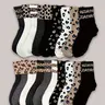 Women's Leopard Striped Crew Socks, Soft Comfortable Mid-Calf, Casual Style for Daily Wear, Sports, Parties, College Fashion, Soft Comfy Socks