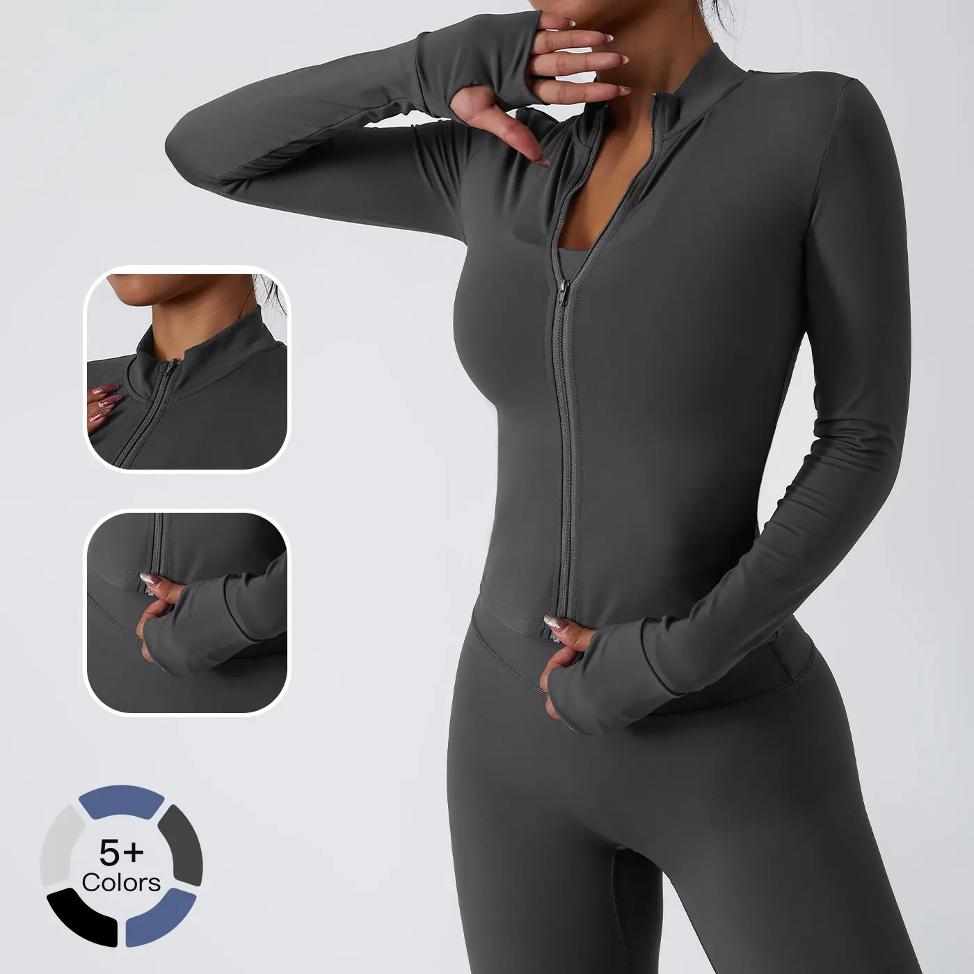 Women's Mock Neck Performance Zip Jacket, Long Sleeve Nylon Sport Activewear, Quick-Dry & Skin-Friendly Coat for Running and Yoga, Workout Jacket, Skin-Friendly Material