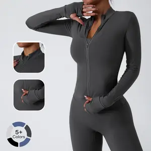 Tenwolf Women's Sports Long Sleeve Ladies Running Zipper Jacket Quick Dry Yoga Top, All Season Wear, Breathable Skin-Friendly Fitness Coat neck mock