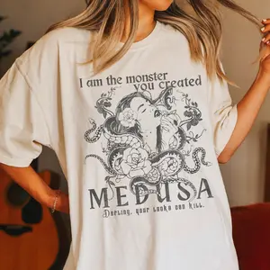 Comfort Colors Medusa Shirt, Gothic Clothes, Dark Academia Snake Shirt, Burn The Patriarchy Literary Shirt For Women, Casual Daily Wear