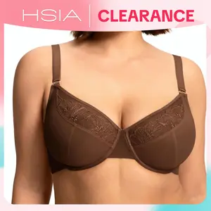 HSIA Yumi Unlined Sheer Embroidery Lace Full Coverage Bra Elegant Sculpting Support