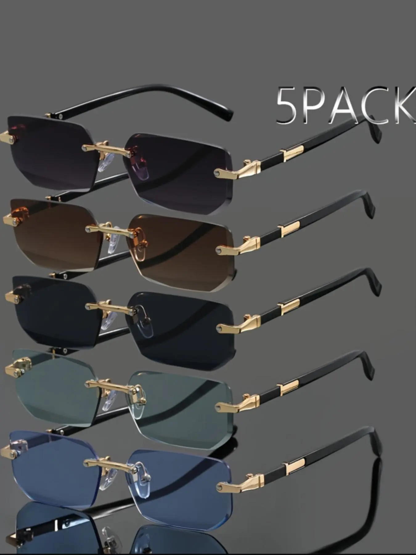 Unisex Vintage Fashion Tinted Lens Glasses, Trendy Casual Rimless Glasses for Everyday Use, Fashion Accessories for Outdoor Activities, Stylish Glasses, Trendy Shades