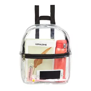 Clearworld Stadium Approved Clear Mini Backpack, Heavy Duty Cold-Resistant Transparent PVC Backpack with Work, Security Travel & Stadium