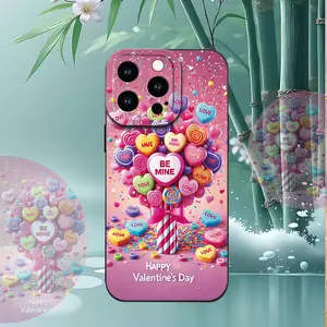 Heart-shaped candy pattern, drop-proof and non-slip TPU full-coverage lens phone case, compatible with iPhone 17, 16, 15, 14, 13, 12, 11, XS, X, Samsung and other models. Makes a great gift for friends or family.