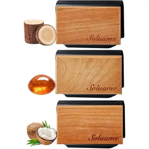 Car Air Freshener, Natural Wood Air Freshener Long Lasting, Car Air Freshener Diffuser with Metal Clip, Magnetic Auto Accessories, Car Odor Eliminator Variety Scent Refill (Teak - Coconut - Amber)