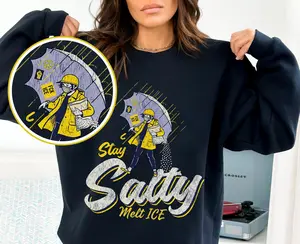 Stay Salty Anti ICE Crewneck T-Shirt - Sweatshirt - Hoodie, Anti Ice Pullover, Abolish Ice, Chinga La Migra, Immigration Human Rights Tee, FDT Shirt, Anti Maga Shirt, Full Size, Full Color