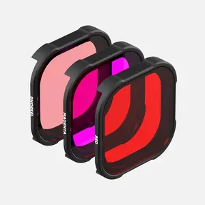 Red Filter 3-Pack for GoPro Hero12 Protective Housing - Fits Hero9/10/11/12 Cameras in Protective Housing