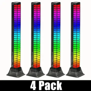 Sound-Activated RGB LED Ambient Lights 1-Pack Black Rechargeable for Car TV Gaming, Craft Dynamic Atmosphere for Party & Home