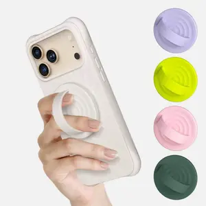 COFFKER Magnetic Phone Case Ring Grip Holder Silicone Finger Loop Oat Color Compatible with MasSafe iPhone Pro Max/Plus17/16/15/14 Series Secure Hold