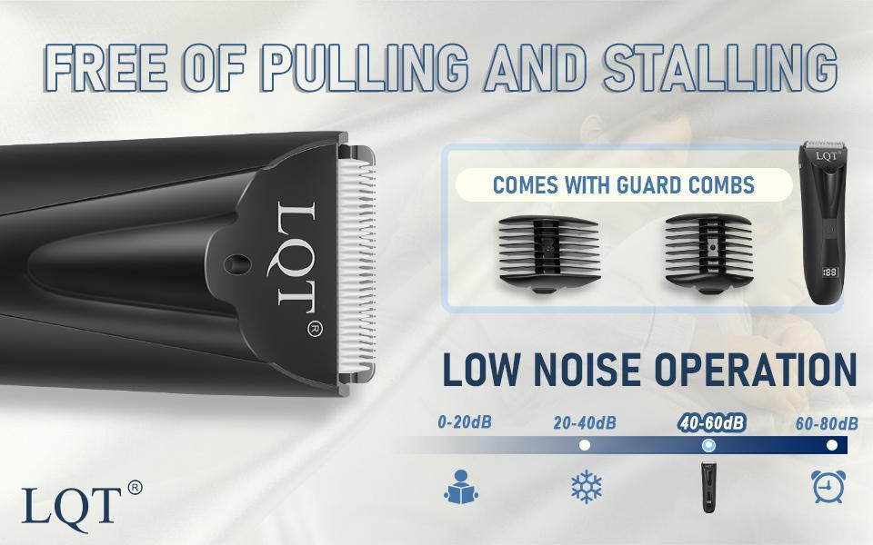 LQT wireless hair clipper, electric bikini trimmer, body hair remover, intimate grooming trimmer, USB charging with LCD display, includes 2 guide combs, flexible trimmer, shaving device， Smooth