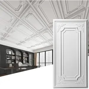 12 Pack Drop Ceiling Tiles, 2x4 Ft PVC Decorative  Wall Panel, Glue Up Ceiling Covering Panels for Basement Kitchen Bathroom, 24x48 Inch, Cover 96 Sq. Ft, White