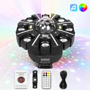 XDV 8-Eye RGBW Moving Head DJ Party Light with Red & Green Laser, 38 RGB Light Strips, Strobe, DMX512 Sound Active Stage Light for Club, KTV, Gaming Room, Rave, Home Party & Youth Festival Vibes