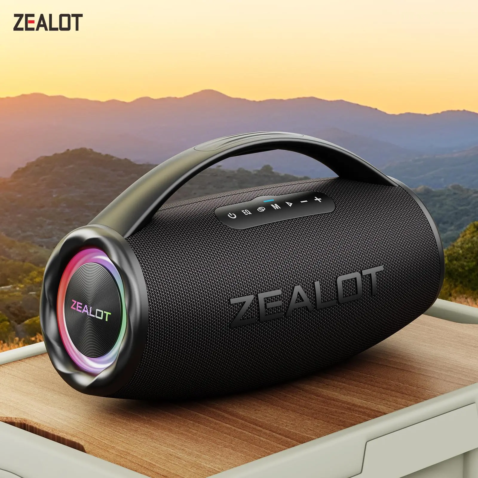 ZEALOT S97 Portable Wireless Speaker, 80W Rechargeable Speaker with RGB Light, IPX6 Waterproof Speaker with 16000mAh Power Bank Function, Audio