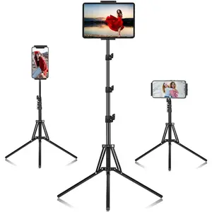 Tripod Stand For iPad, with 65 inch Height Adjustable Stand Holder & Floor Stand with 360° Rotating Tripod Mount For iPad Pro, iPhone, Kindle, and All 4.5-12.9 Inch Tablets