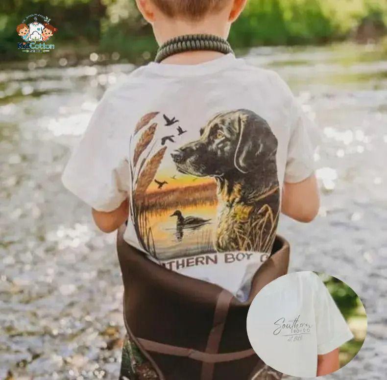 Youth & Adult Southern Boy Black Lab Duck Dog 2-Side Graphic Tee, Country Boy Clothes Southern Boy Outfit, Trending Summer, USA-Made & Printed Apparel