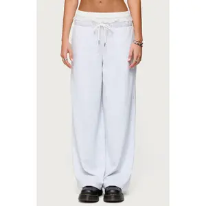 Edikted Women's Tamia Peekaboo Ruffle Lace Sweatpants