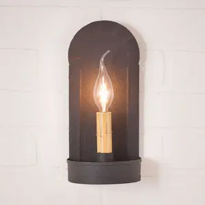 Fireplace Sconce in Textured Black with Flame Design and Elegant Base
