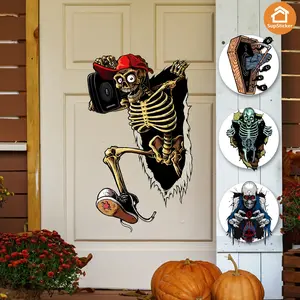 Halloween Stickers, Self-Adhesive Window Door Decals, Easy Peel & Stick, Multiple Themes, Strong Atmosphere, Perfect for Halloween Decorations