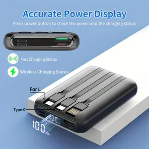 Aikeing 10000mAh Wireless Mobile Power 3-in-1 Portable Charger Fast Charging, Magnetic Battery Pack USB Portable External Backup Battery Charger for Samsung, Android and other Electronic Devices, Perfect Gift for Holidays