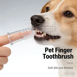 Pet Finger Toothbrush for Dogs and Cats, Soft Silicone Cleaning Brush, Teeth Care, Reduces Plaque and Tartar, Reusable, Easy to Clean