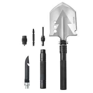 VEVOR Survival Shovel, 8 in 1 Camping Shovel Folding Multitool, Military Grade Portable Compact Tactical Shovel, Multifunction for Off-Roading, Camping, Hiking, Outdoor, Survivalist and Emergency